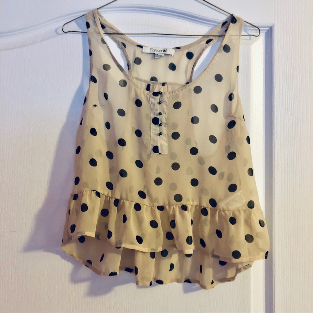 Forever 21 Peplum Polka Dot Top Size Small